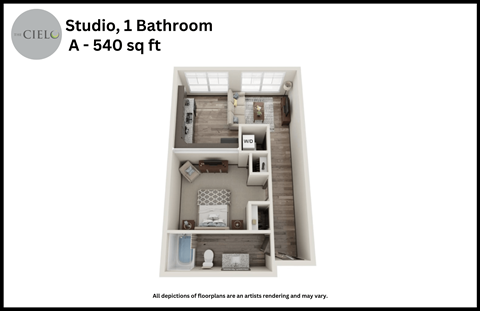 a floor plan of studio 1 bathroom a 354 sq ft